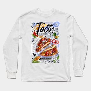 Food poster, food, Mexican, nachos, burritos, tacos, snack Long Sleeve T-Shirt